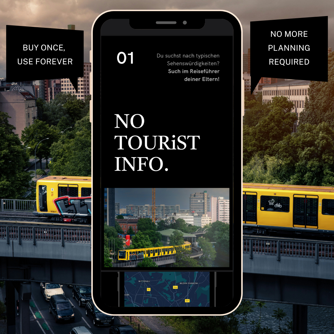 Screenshot of the cover of the Insider Berlin Guide showing a subway train pulling into a station in Berlin.
