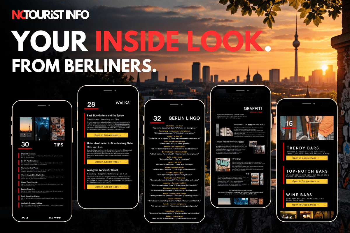 A look at all the chapters and an overview of what's included in the guide. A Berlin sunset in the background. 