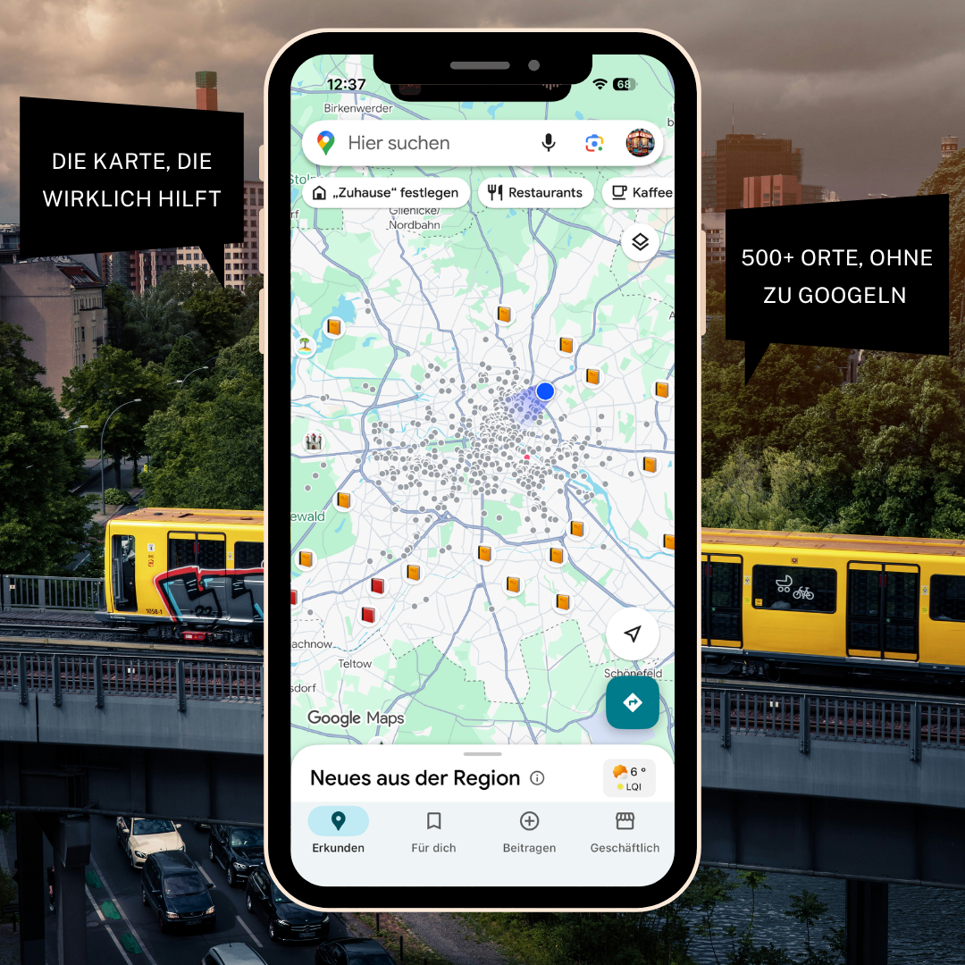 Ausschnitt vieler Orte aus dem Insider Guide bei Google Maps 