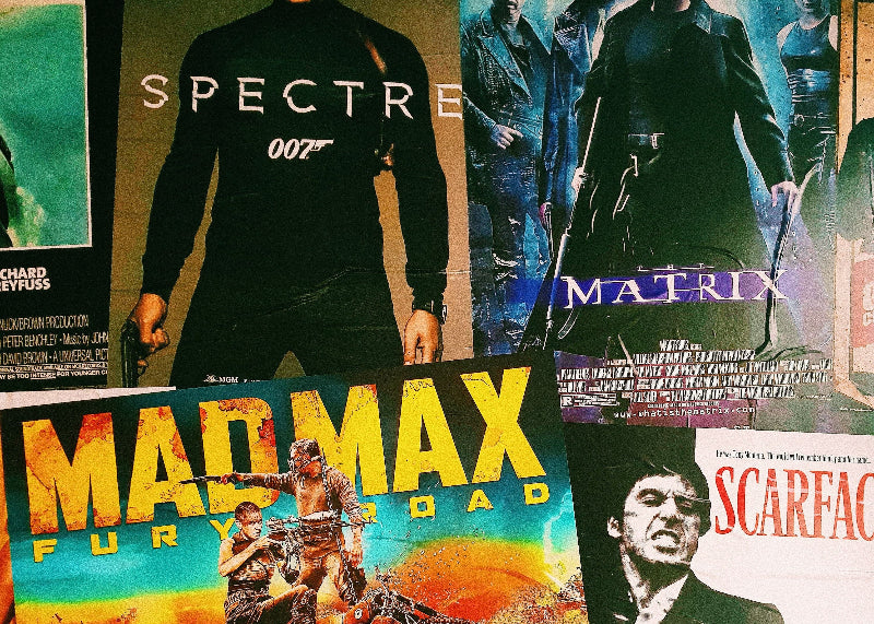 Verschiedene Postkarten und Filmposter von verschiedenen Filmen