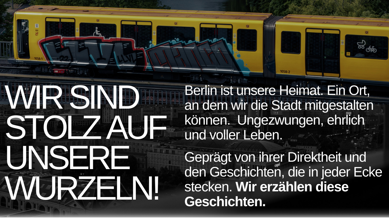 Berliner U-Bahn mit Graffiti und ‚no tourist info‘ Schriftzug – nachhaltiger Städtetourismus mit ehrlichen Berlin Insider Tipps