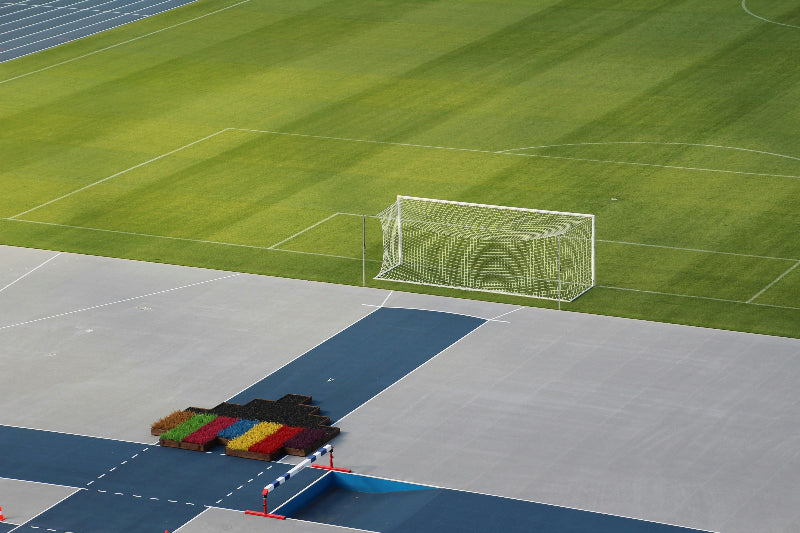 Foto vom Tor in leeren Olympiastadion Berlin.
