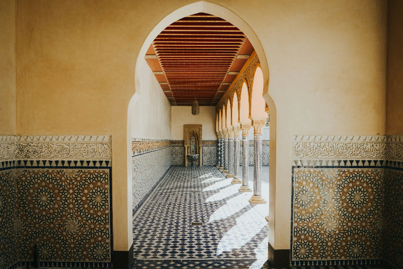 Foto von dem berühmten Eingang des islamischen Garten in den Gärten der Welt. 